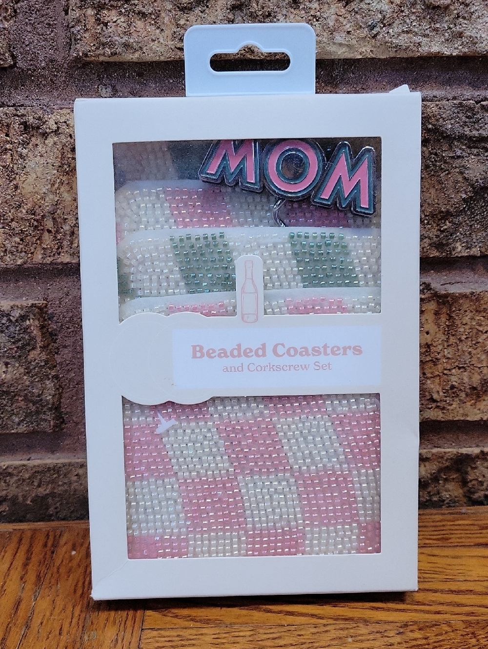 Beaded Coasters & Corkscrew Set New In Packaging